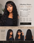 Long Wavy Wig with Bangs — 18" Black