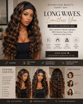 Wavy Headband Wig — 26" Black with Brown/Blonde Highlights
